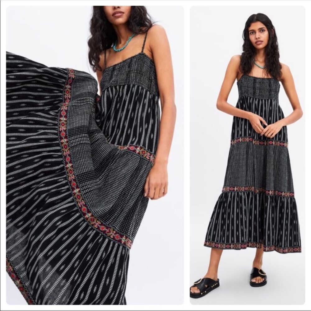 Never worn Zara embroidered dress XS